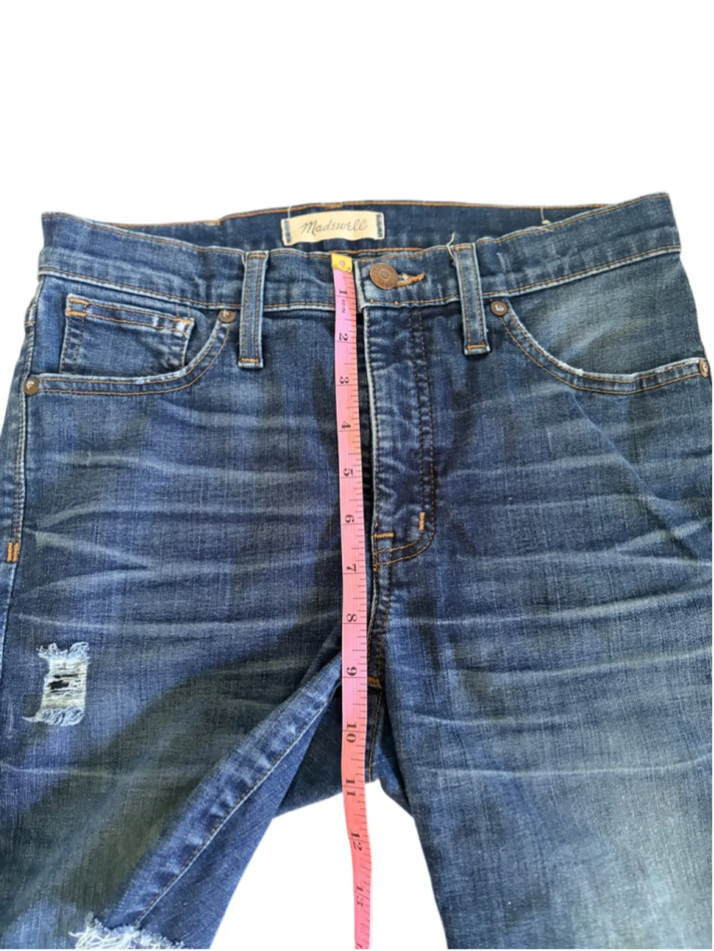 Madewell 9” High Rise Skinny Jean cutoff Shorts Women’s 27 Blue Distressed Denim